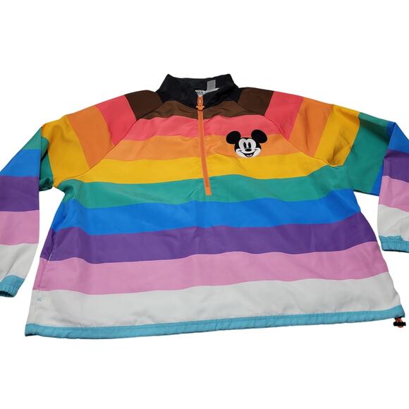 Disney pride rainbow Mickey Mouse pullover 3/4 zip windbreaker jacket - Picture 1 of 9